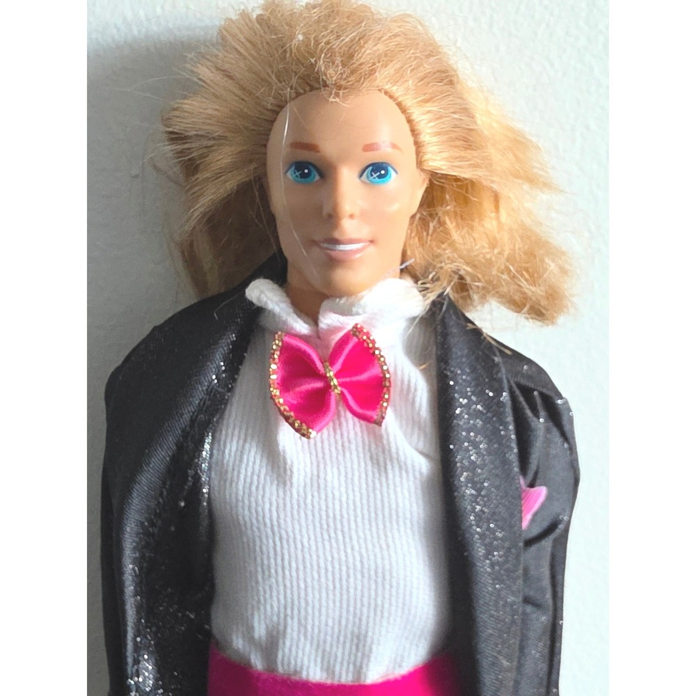 Vintage Disney Prince Male Fashion Doll Black Sparkle Tuxedo Pink Bowtie 90s